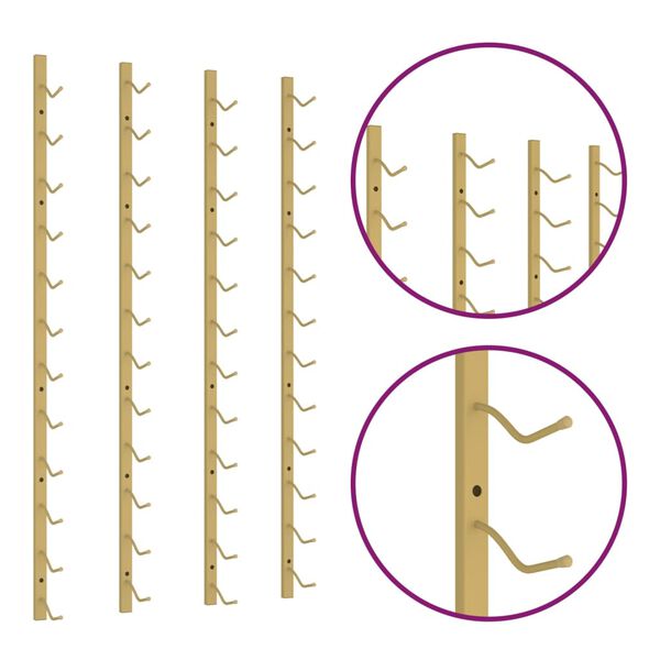 vidaXL Veggmontert vinstativ for 12 flasker 2 stk gull jern