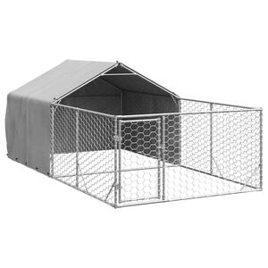 vidaXL Utend&oslash;rs hundekennel med l&oslash;peg&aring;rd 4x2x1,5 m galvanisert st&aring;l