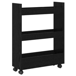 vidaXL Smal Oppbevaringsvogn Svart Eik 60 x 22 x 80 cm Konstruert tre