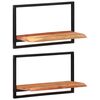 vidaXL Vegghyller 2 stk 60x25x35 cm heltre akasie og st&aring;l