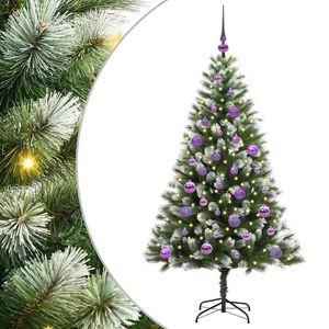 vidaXL Kunstig Hengslet Juletre med Flocket Sn&oslash; 150 LED-lys Varmhvit