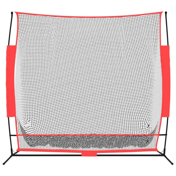 vidaXL B&aelig;rbart baseballnett svart og r&oslash;d 215x107x216 cm polyester