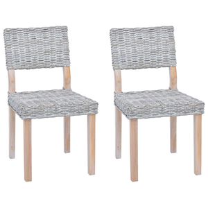 vidaXL Spisestuestol GENDT 2 stk. Kubu Rattan Hvitvask 46 x 55 x 84 cm