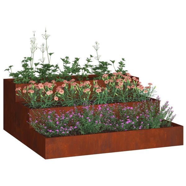 vidaXL Hageblomsterpotte Rusten 90 x 90 x 35 cm Cortenst&aring;l