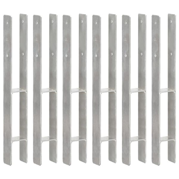 vidaXL Gjerdespyd 6 stk sølv 7x6x60 cm galvanisert stål