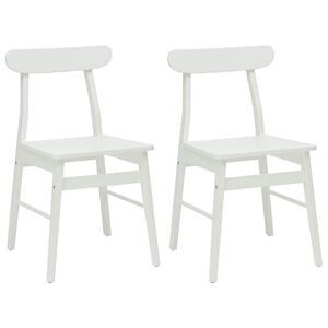 vidaXL Spisestuestol 2 stk. Solid Gummitre Hvit 43 x 44,5 x 77 cm