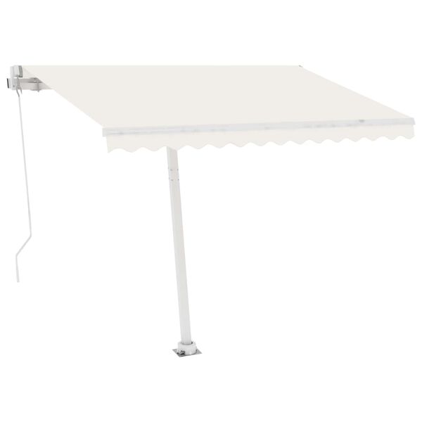 vidaXL Manuell uttrekkbar markise med LED 350x250 cm kremhvit