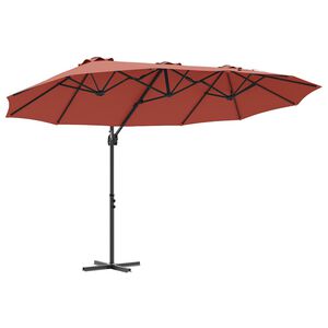 vidaXL Parasoll Terrakotta 372 x 198 x 243 cm Polyester og aluminium