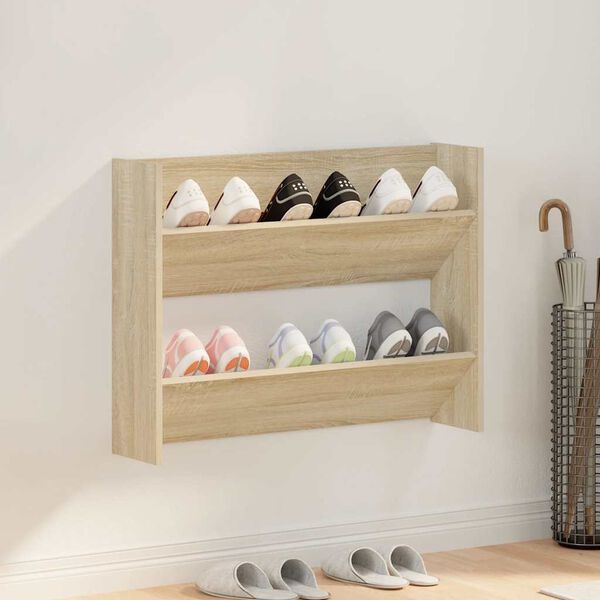 vidaXL Veggskoskap sonoma eik 80x18x60 cm konstruert tre