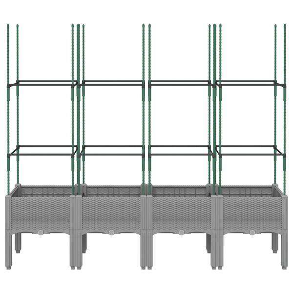 vidaXL Plantekasse med espalier lysegr&aring; 160x40x142,5 cm PP