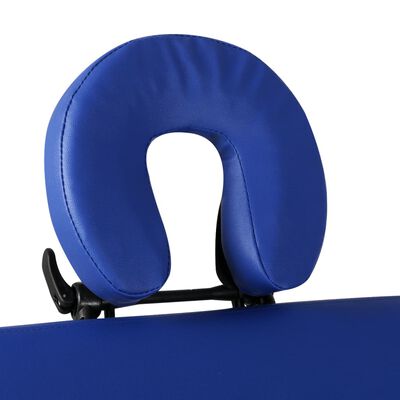 Sammenleggbart massasjebord 3 soner treramme blå