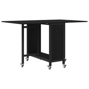 vidaXL Sammenleggbart spisebord med hjul 130 x 80 x 76,5 cm Svart eik