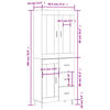 vidaXL Highboard hvit 69,5x34x180 cm konstruert tre