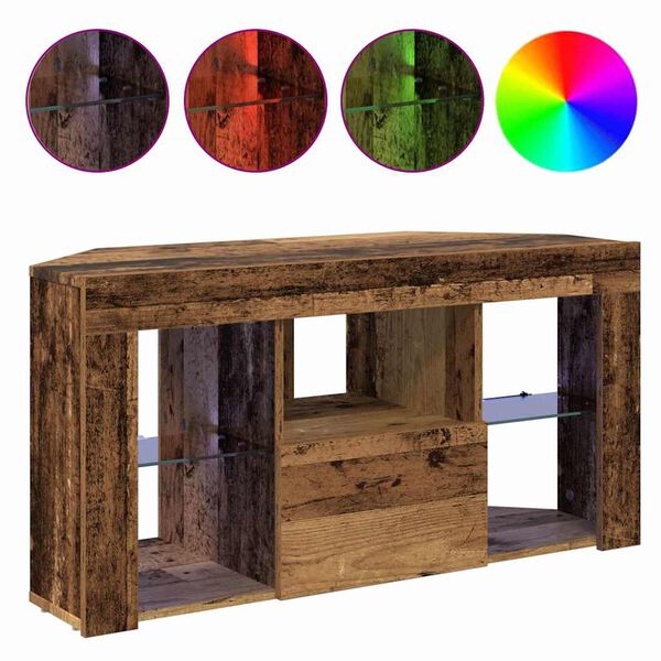 vidaXL Hj&oslash;rne LED TV-skap Gammelt tre 100 x 40 x 50 cm Konstruert tre