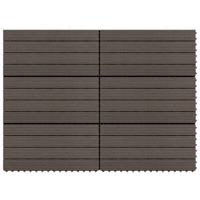 vidaXL Terrassebord 6 stk WPC 60x30 cm 1,08 m² mørkebrun