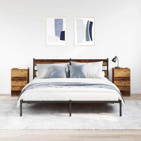 vidaXL Nattskap med 3 skuffer 2 stk gammelt tre 39x35x65 cm