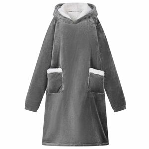 vidaXL Teppe-hettegenser M&oslash;rkegr&aring; M Fleece og Flanell