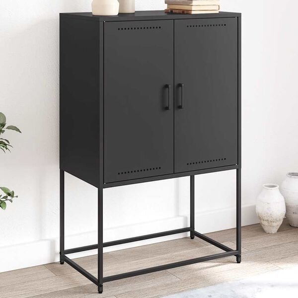 vidaXL Highboard svart 68,5x38,5x107 cm st&aring;l