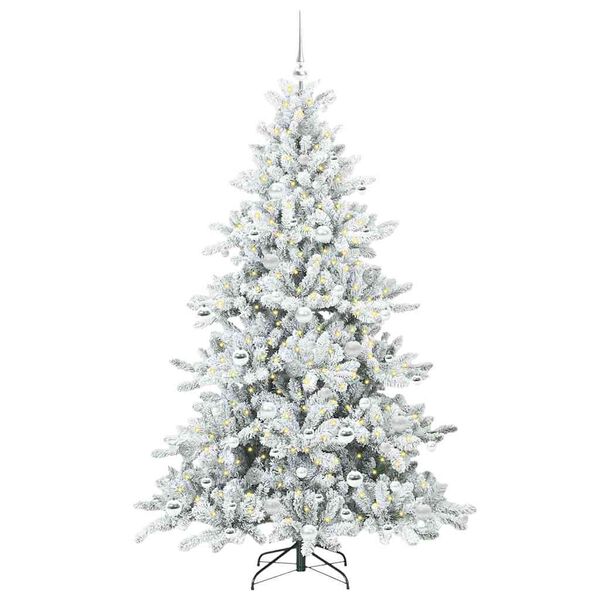 vidaXL Kunstig sammensatt juletre med 300 LED Hvit 180 cm PVC