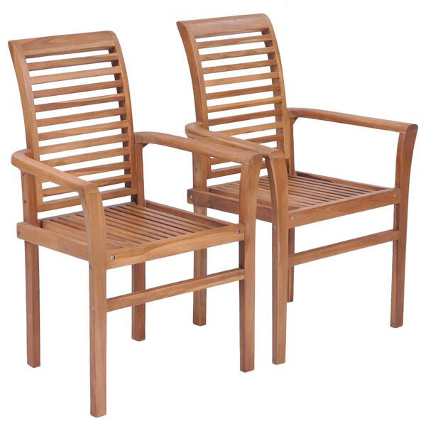 vidaXL Spisestoler stabelbare 2 stk heltre teak