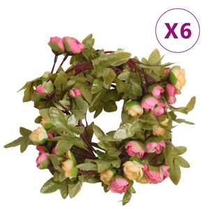 vidaXL Blomsterkranser 6 stk rosa 215 cm