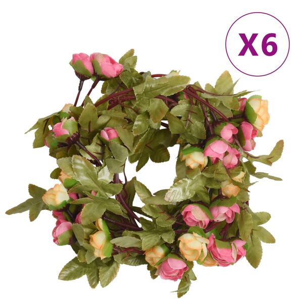vidaXL Blomsterkranser 6 stk rosa 215 cm
