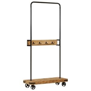 vidaXL Klesstativ med hjul 90x35x190 cm heltre mango og jern