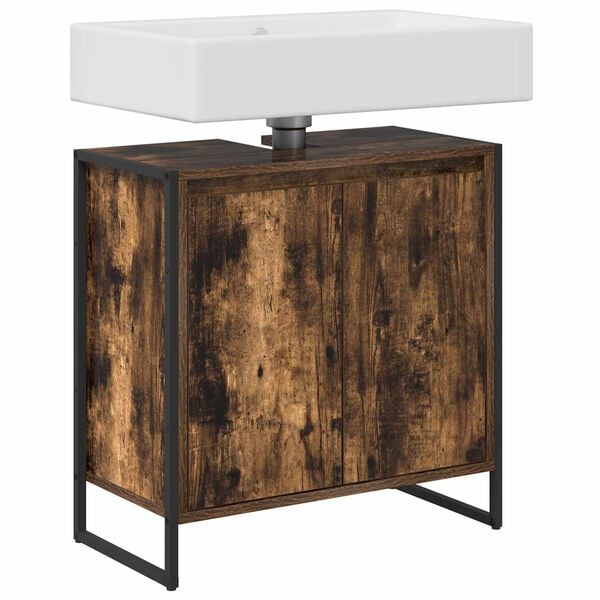 vidaXL Baderomsskap med d&oslash;r R&oslash;yk Eik 60 x 30 x 60 cm Konstruert tre