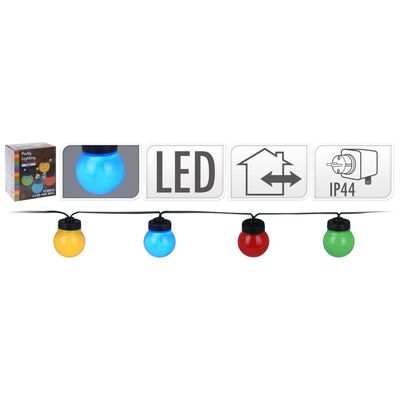 ProGarden LED-festbelysningssett med 10 lamper flerfarget 12 V