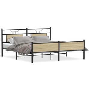 vidaXL Sengeramme i metall uten madrass sonoma eik 160x200 cm