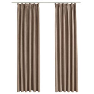 vidaXL Lystette gardiner med kroker 2 stk gr&aring;brun 140x175 cm