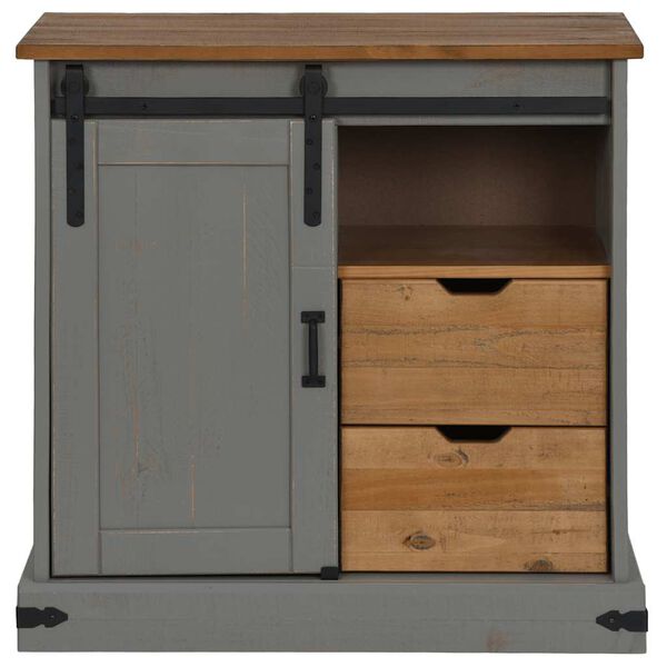 vidaXL Skjenk HALDEN med skyvedør grå 80x40x80 cm heltre