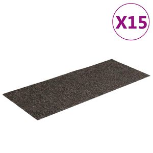 vidaXL Trappematter selvklebende 15 stk 60x25 cm antrasitt rektangul&aelig;re