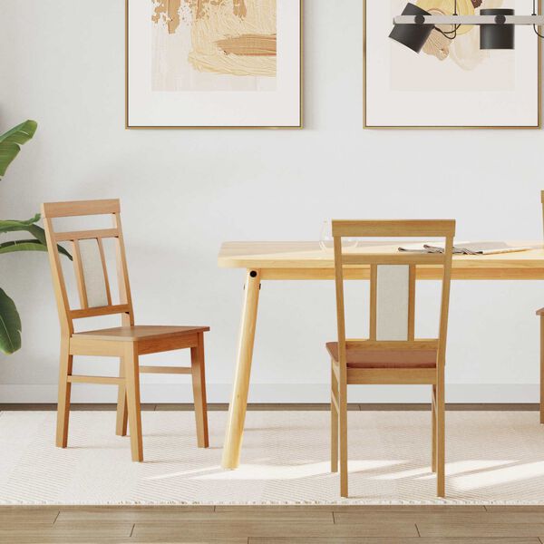 vidaXL Spisestuestol 2 pcs Naturlig Solid Gummitre