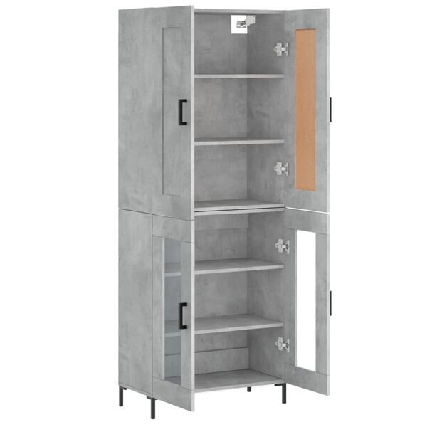 vidaXL Highboard betonggr&aring; 69,5x34x180 cm konstruert tre