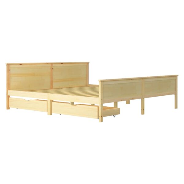 vidaXL Sengeramme med 2 skuffer heltre furu 180x200 cm