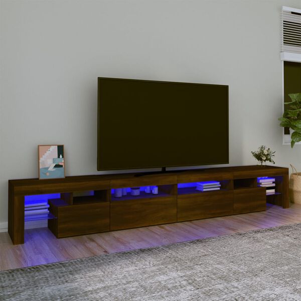 vidaXL TV-benk med LED-lys brun eik 260x36,5x40 cm