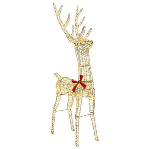 vidaXL 3D Reinsdyr 140 LED-lys Varmhvit 128 cm PET