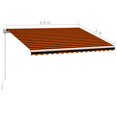 vidaXL Manuell uttrekkbar markise 450x300 cm oransje og brun