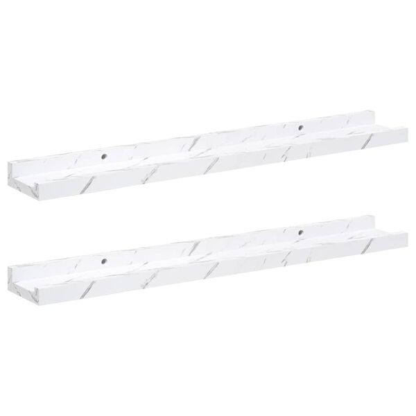 vidaXL Vegghylle 2 pcs Hvit marmor 60 x 9 x 3 cm Konstruert tre