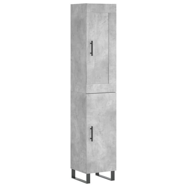 vidaXL Highboard betonggr&aring; 34,5x34x180 cm konstruert tre
