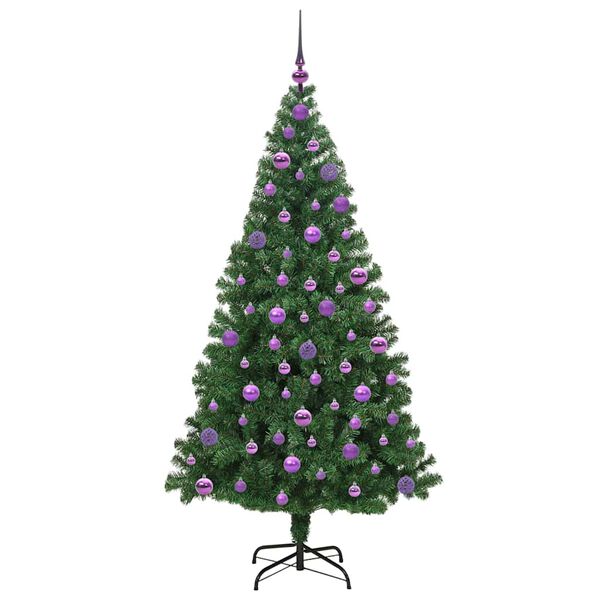 vidaXL Kunstig juletre med 300 LED gr&oslash;nn 180 cm PVC og St&aring;l og Plast