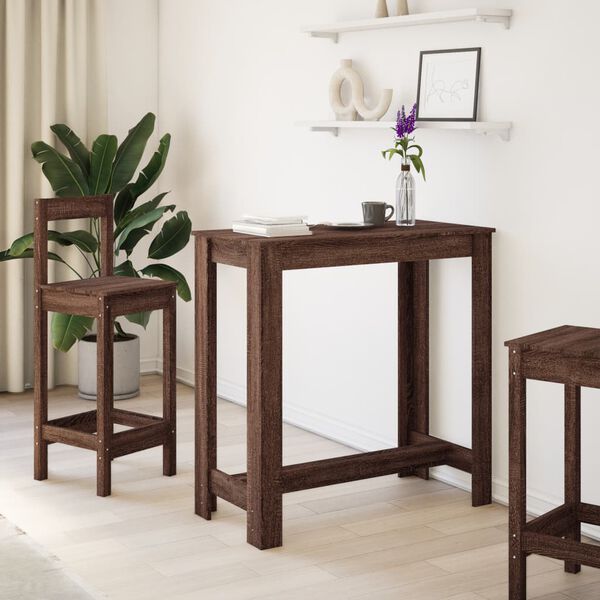 vidaXL Barbord brun eik 102x50x103,5 cm konstruert tre