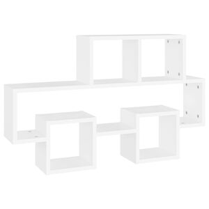 vidaXL Bilformet vegghylle hvit 82x15x51 cm konstruert tre