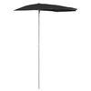 vidaXL Halvrund parasoll med stang 180x90 cm svart