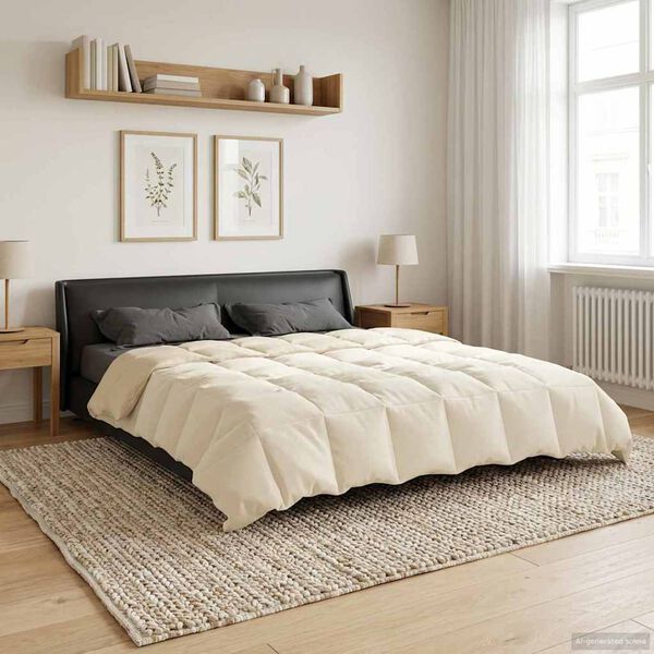 vidaXL Full &aring;r dyne Quilted Krem 220 x 240 cm Mikrofiber