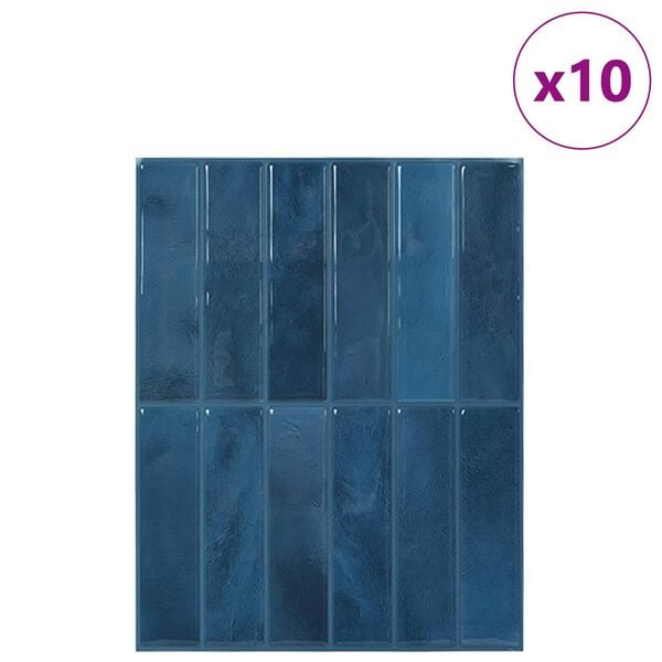 vidaXL Rektangul&aelig;r flis 10 pcs Bl&aring; 29 x 23 x 0,08 cm Polyuretan og PET