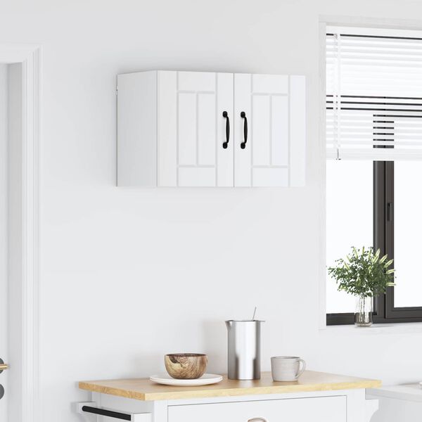 vidaXL Kj&oslash;kken veggskap med d&oslash;r Hvit 60 x 31 x 40 cm Konstruert tre