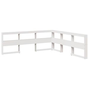vidaXL Bokhylle sengegavl L-formet hvit 200 cm heltre furu