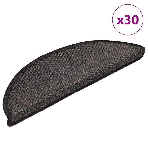 vidaXL Selvklebende trappematter sisal 30 stk 56x17x3 cm antrasitt